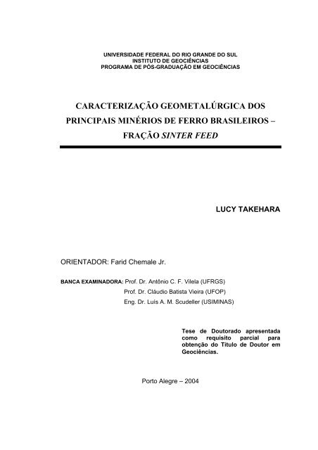 caracterização geometalúrgica dos principais minérios de ferro ...