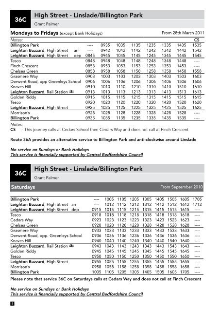 Leighton Buzzard, Linslade and Woburn Bus Timetable - Pindar