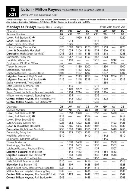 Leighton Buzzard, Linslade and Woburn Bus Timetable - Pindar