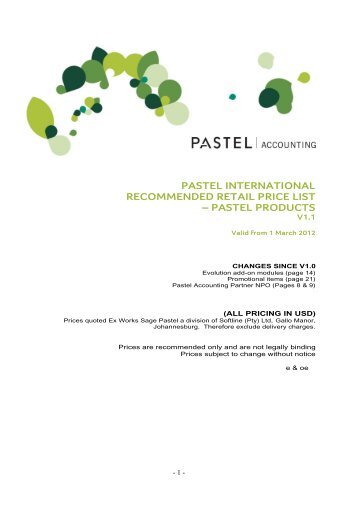 SPI USD Pricelist for Pastel products - v1.1 - effective ... - Sage Pastel