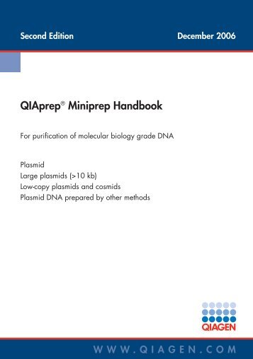 QIAprep Miniprep Handbook - Kirschner Lab