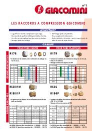 F iche - G uide LES RACCORDS A COMPRESSION GIACOMINI