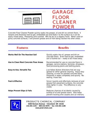 GARAGE FLOOR CLEANER POWDER - Products Chemical Company