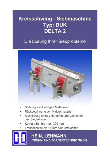 Kreisschwing - Siebmaschine Typ: DUK DELTA 2 - Hein, Lehmann ...