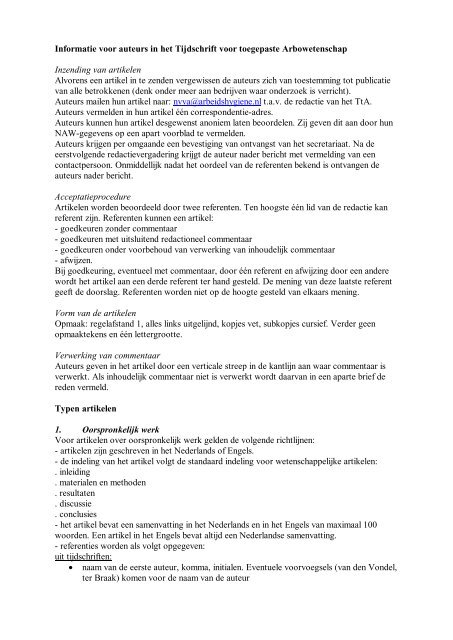 Informatie voor auteurs in het Tijdschrift voor toegepaste ...
