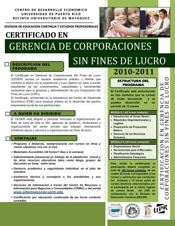 SIN FINES DE LUCRO - DECEP - UPRM