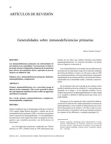 Generalidades sobre Inmunodeficiencias primarias - Pontificia ...