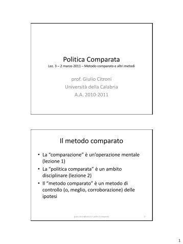 lezione 03.pdf - Facolta' di Scienze Politiche - UniversitÃ  della ...