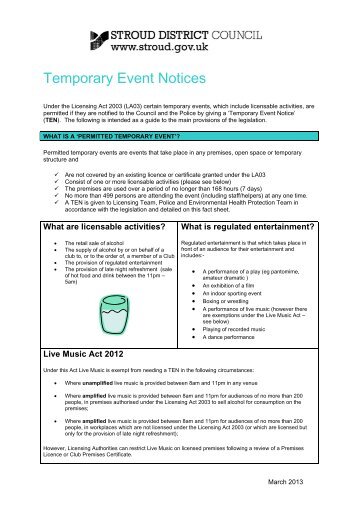 Temporary Event Notice - Stroud District Council