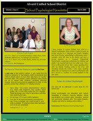 Alvord Unified School District School Psychologist Newsletter