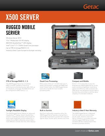 Getac X500 Server Spec Sheet - PortableOne.com