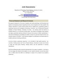 Curriculum Vitae - Department of Psychology - Royal Holloway ...