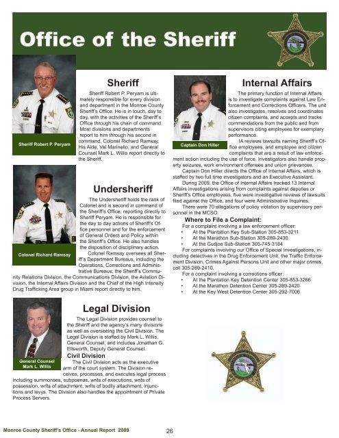 Monroe County Sheriff's Office Annual Report - 2009