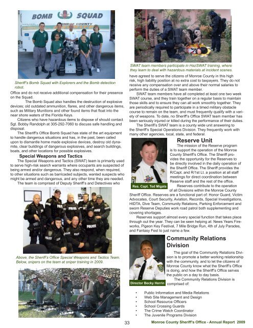 Monroe County Sheriff's Office Annual Report - 2009