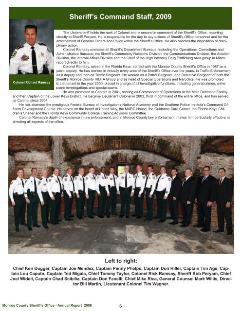 Monroe County Sheriff's Office Annual Report - 2009