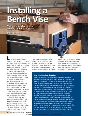 Installing a Bench Vise - Woodcraft Magazine