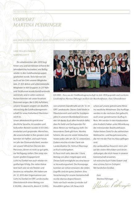 Goldhaubenzeitung 2011/1 - Goldhaubengemeinschaft