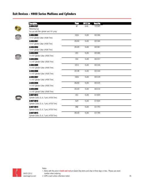 Hager 2012 Exit Device Price book - Access Hardware Supply