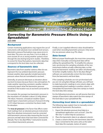 Manual Barometric Correction - Waterra-In-Situ