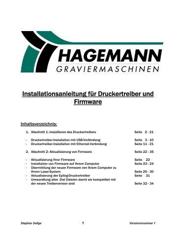 Installationsanleitung fÃ¼r Druckertreiber und Firmware - Cameo-Laser