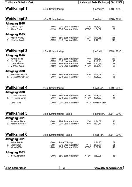 Wettkampf 1 - ATSV-Schwimmen.de