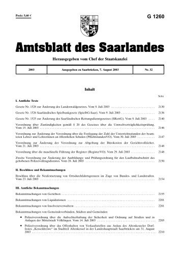 Amtsblatt des Saarlandes 2003 - Psychotherapeutenkammer des ...