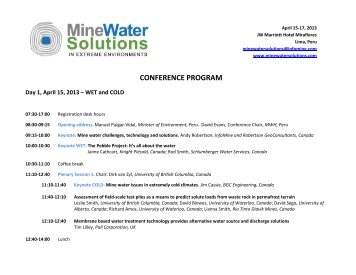 CONFERENCE PROGRAM - Mine Water Solutions