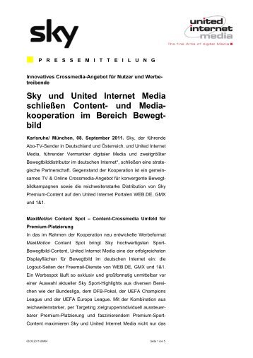 kooperation im Bereich Bewegt - United Internet Media