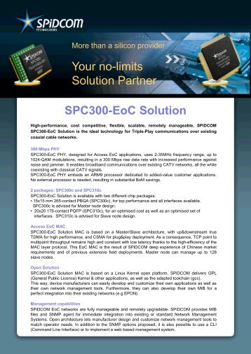 SPC300-EoC Solution - SPiDCOM Technologies