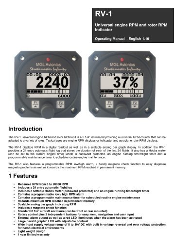 RV-1 Manual - MGL Avionics