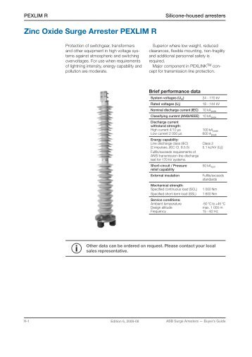 Zinc Oxide Surge Arrester PEXLIM R - Tdproducts.com