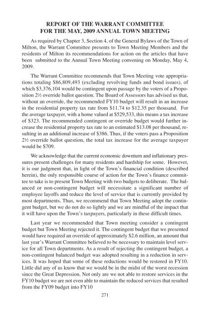 2009 Annual Report.pdf - Town of Milton