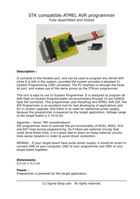 STK compatible ATMEL AVR programmer