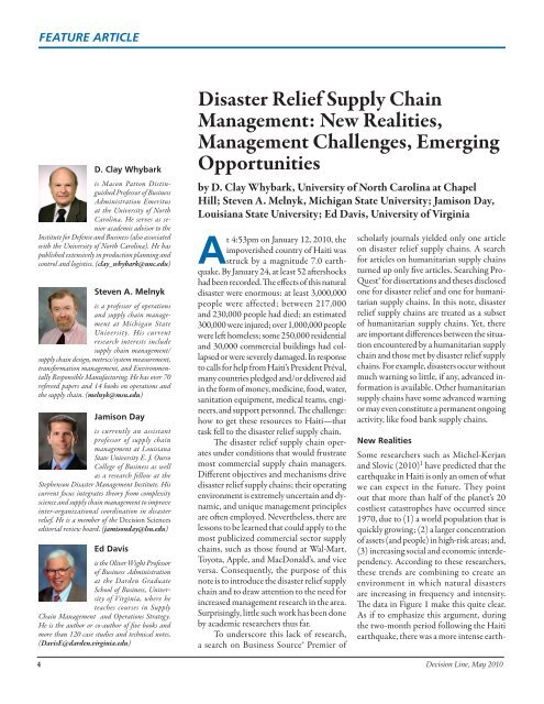 Disaster Relief Supply Chain Management: New Realities ...