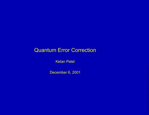 Quantum Error Correction