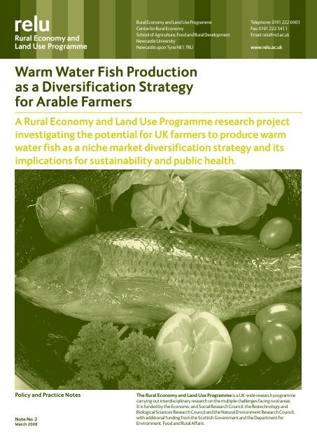 Warm Water Fish Production as a Diversification Strategy for Arable ...