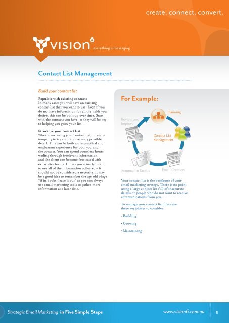 Strategic Email Marketing - In five simple steps - Vision 6