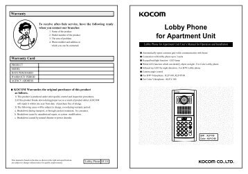 Videointerfon color de bloc Kocom KLP-C100 - GTO Security ...