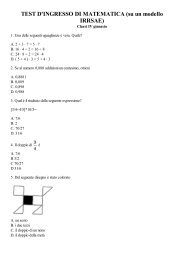 TEST D'INGRESSO DI MATEMATICA (su un modello IRRSAE)