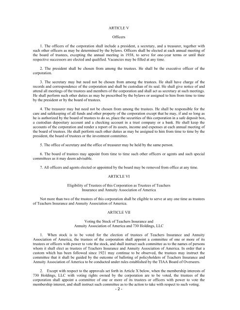 CONSTITUTION OF TIAA BOARD OF OVERSEERS - TIAA-CREF