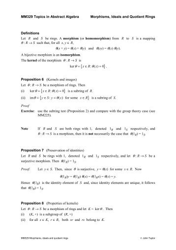 Morphisms, ideals and quotient rings