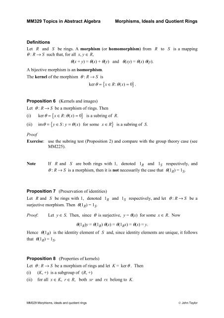 Morphisms, ideals and quotient rings