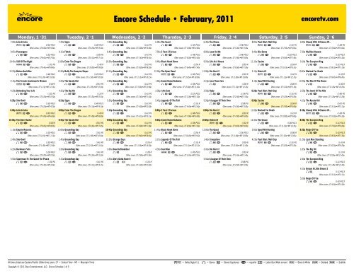 Encore Schedule - February, 2011 - Starz