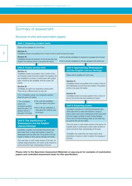 AQA English Literature Specification - Light Hall School