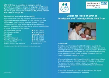 patient information leaflet - Maidstone and Tunbridge Wells NHS Trust