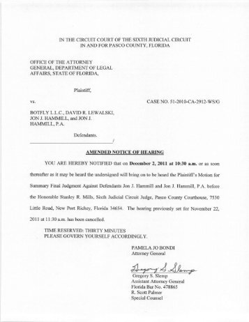 Amended Notice of Hearing for 12-2-11 - Botfly LLC