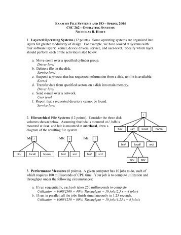 CSC 262 – O 1. Layered Operating Systems (12 points). Some ...