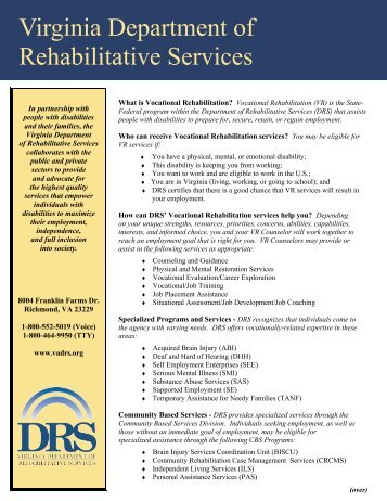 DRS Flyer - Virginia Department for Aging and Rehabilitative Services