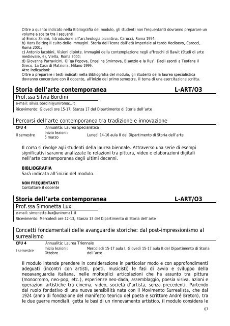 Guida al corso di studi - FacoltÃ  di Scienze Umanistiche - Sapienza