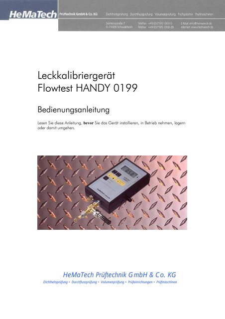 Leckkalibriergerät Flowtest HANDY 0199 - Hematech ...